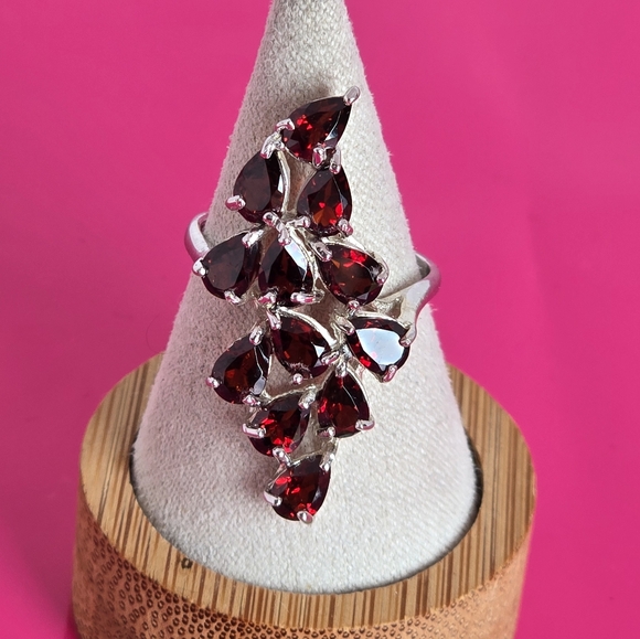 Natural Garnet 925 Sterling Silver Ring Sz 7.75 - Picture 7 of 7